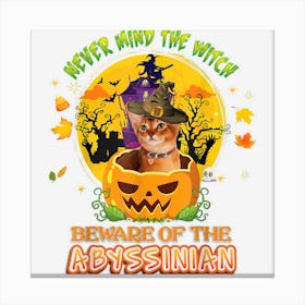 Never Mind The Witch Beware Of Abyssinian Cat Halloween Hat Canvas Print