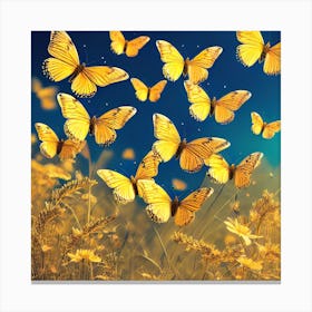 Yellow Butterflies In The Field Canvas Print