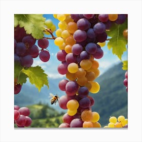 Honey Bee Love Grapes Canvas Print