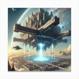 Sky Fortress Emberheart Stable In Mid Air 1 Canvas Print