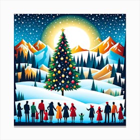 Christmas In The Mountains, Christmas Tree art, Christmas Tree, Christmas vector art, Vector Art, Christmas art, Christmas Canvas Print