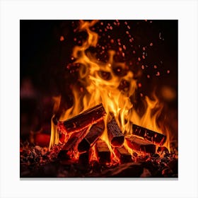 Closeup Of An Inferno With Flames Licking The Edges Of A Flammable Object Danger Evident In The Fie (2) Canvas Print