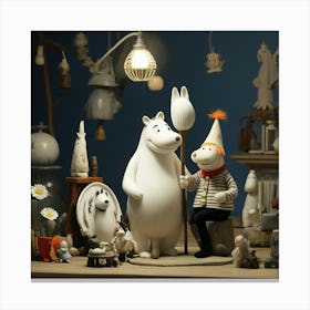 Moomin Figurines art print Canvas Print