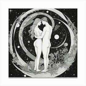 Venus And Venus In A Circle Canvas Print