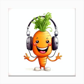 Carrot With Headphones 1 Canvas Print