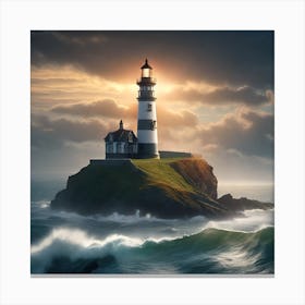 Lighthouse In The Ocean Canvas Print