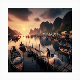 Sunset In Halong Bay, Vietnam 1 Canvas Print