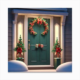 Christmas Decoration On Home Door Low Poly Isometric Art 3d Art High Detail Artstation Concept (2) Canvas Print