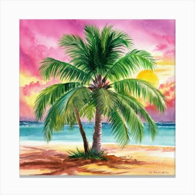 Palm Tree On The Beach 2 Canvas Print