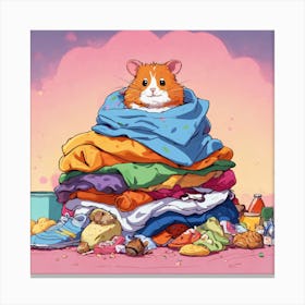Hamster In A Pile Of Clothes Canvas Print