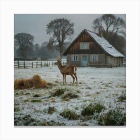 Deer In The Snow 5 Canvas Print