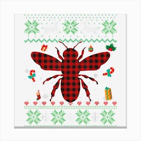 Funny Bee Red Plaid Christmas Ugly Animals Lover Canvas Print