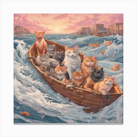 Cats In A Boat Canvas Print