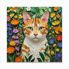 Cat In Flowers 3 Canvas Print