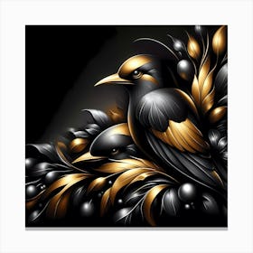 Black And Gold Birds Canvas Print