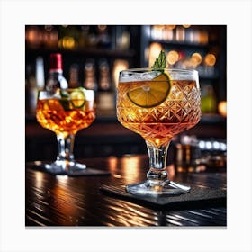 Two Cocktails On A Bar Canvas Print