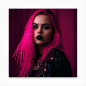 Beautiful Girl With Pink Hair Canvas Print