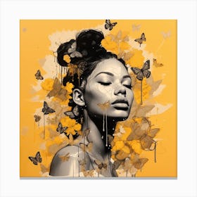 Woman With Butterflies 1 Canvas Print