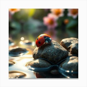 Ladybug On Rocks 1 Canvas Print