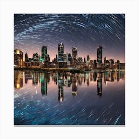 Star Trails Over Manhattan Canvas Print