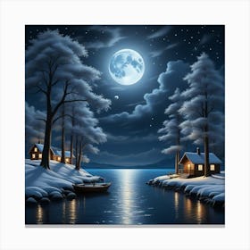 Luna Reflejada En El Lago Canvas Print