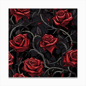 Vivid Red Roses - Gothic Canvas Print