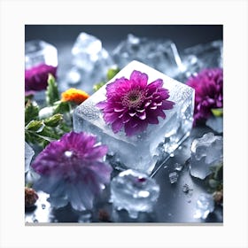 Flowers On Ice 1 Canvas Print