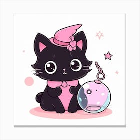 Cute Black Cat 2 Canvas Print