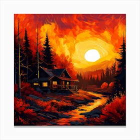 Cabin In The Forest Canvas Print