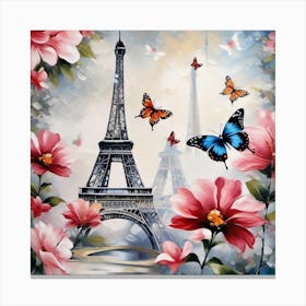 Paris With Butterflies 88 Canvas Print