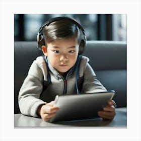 Boy Listening To Music Canvas Print