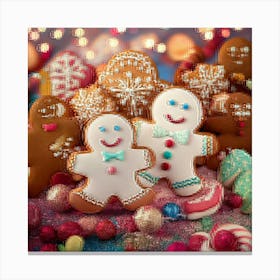 Firefly Festive Gingerbread Friends In A Candy Wonderland 3058 Canvas Print