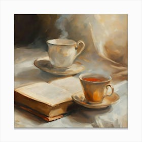 Tea And Book Canvas Print