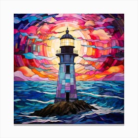 Maraclemente Stained Glass Lighthouse Vibrant Colors Beautiful 2 Canvas Print