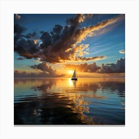 Sailboat At Sunset 1 Canvas Print