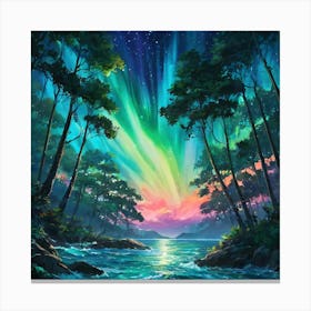 Enchanted Forest Under the Northern Lights at Twilight 1 Canvas Print