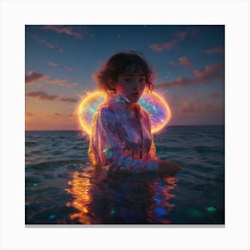 Girl In The Ocean Canvas Print