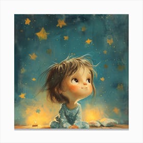 Little Girl With Stars 1 Canvas Print
