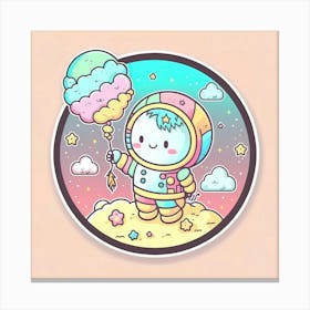 Boy Astronaut Cotton Candy Childhood Fantasy Tale Literature Planet Universe Kawaii Nature Cute Clouds Canvas Print