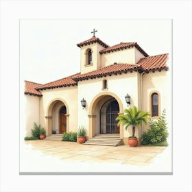 Spanish Architectural Details, Like Arches And Columns, In Watercolor Canvas Print