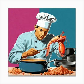 Chef Cooks Lobster Canvas Print