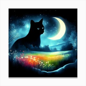 Cat In The Moonlight 5 Canvas Print