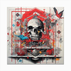 Skull And Bird Canvas Print