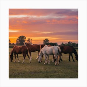 A Photo Of Horses Grazing On Grass At Su F6fgxigwr0ybxnbp5oankq Mmyxtgtvs3we4ma2kskuoa Canvas Print