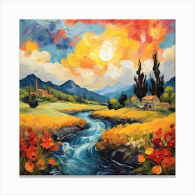 Sunset In The Countryside Canvas Print