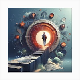 Man Walking Up A Staircase Canvas Print