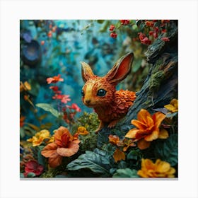 Creature Nestled Amidst A Vibrant Array Of Foliage Whimsical And Colorful With A Lifelike Playful Canvas Print