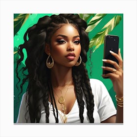 African Woman Taking Selfie Canvas Print