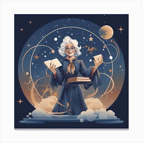 Witch With A Book Canvas Print