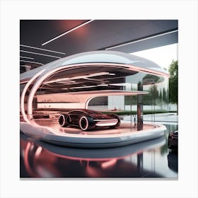 Futuristic Car Showroom 2 Canvas Print